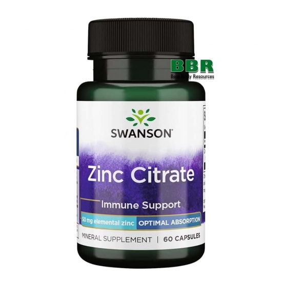 Zinc Citrate 50mg 60 Caps, Swanson (Caps) фото