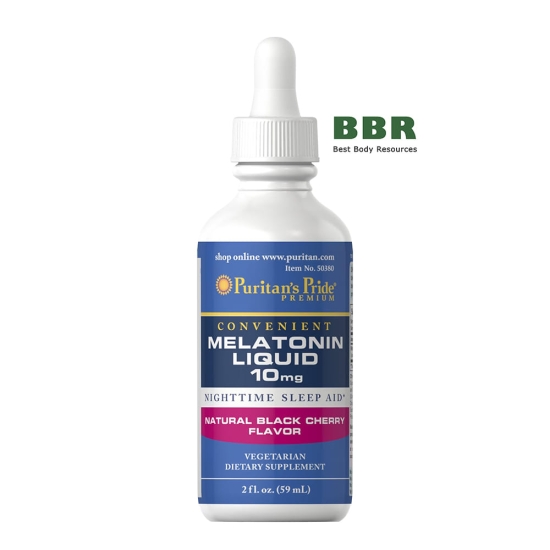 Liquid Melatonin 10mg 59ml, Puritans Pride фото