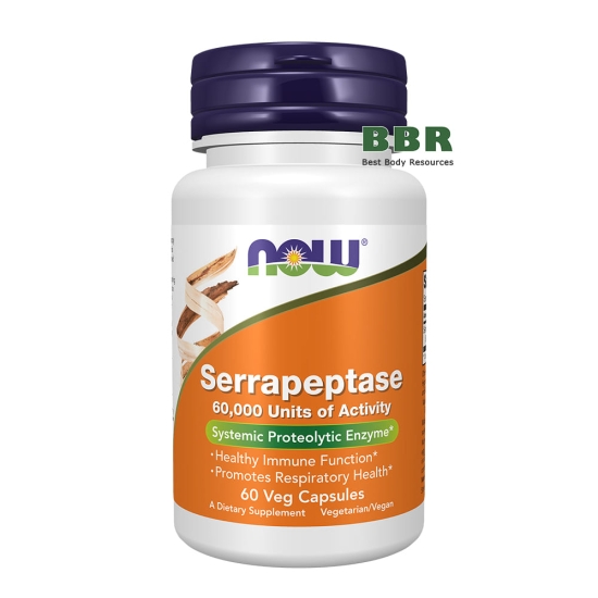 Serrapeptase 60000 60 Veg Caps, NOW Foods фото