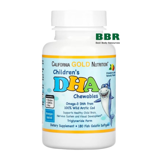 Childrens Omega 3 DHA Chewables 180 Fish Gelatin Softgels, California GOLD Nutrition фото