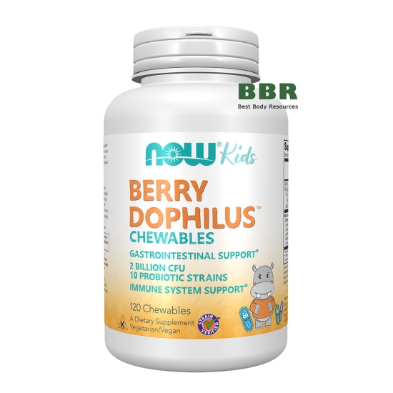 Kids Berry Dophilus 120 Chewables, NOW Foods фото