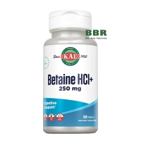 Betaine HCL+ 250mg 100 Tabs, KAL