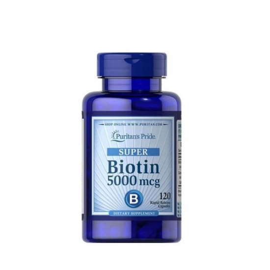 Biotin 5000mcg 120 Caps, Puritan`s Pride фото