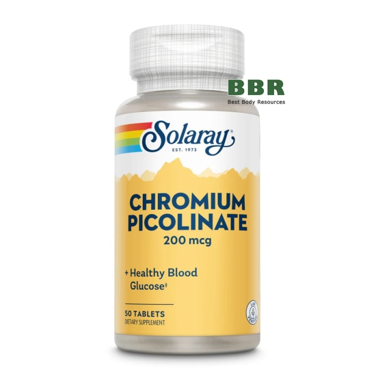 Chromium Picolinate 200mcg 50 Tabs, Solaray картинка Chromium Picolinate 200mcg 50 Tabs, Solaray фото