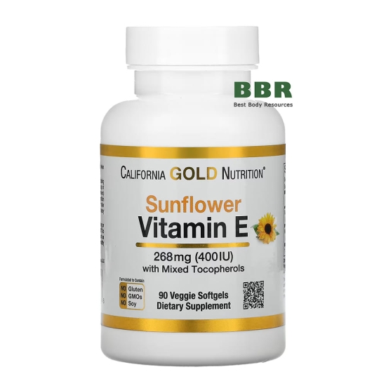 Sunflower Vitamin E 268mg 90 Softgels, California GOLD Nutrition фото