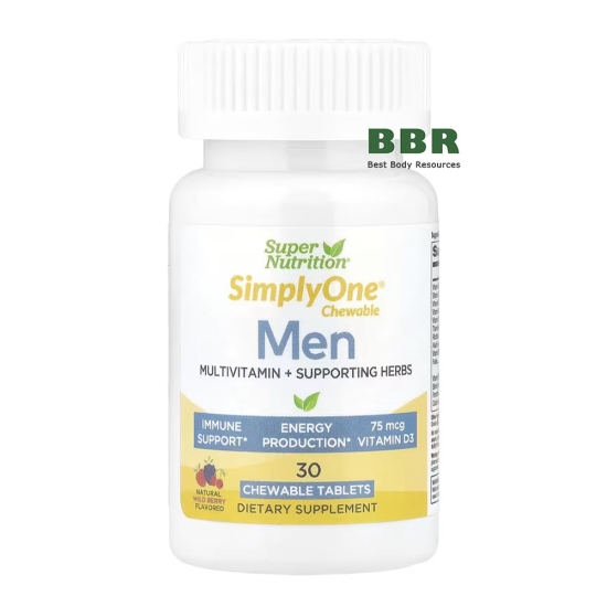 SimplyOne Chewable Men Multivitamin 30 Tabs, Super Nutrition фото