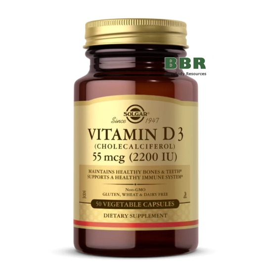 Vitamin D3 (Cholecalciferol) 2200iu 50 Veg Caps, Solgar фото