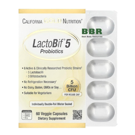 LactoBif 5 Probiotics 60 Veg Caps, California GOLD Nutrition фото