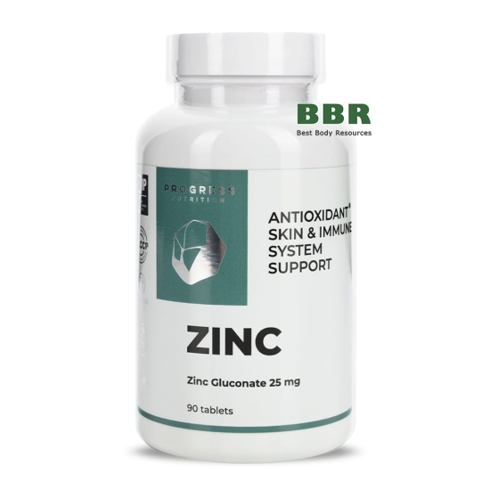 Zinc Gluconate 25mg 90 Tabs, Progress Nutrition картинка Zinc Gluconate 25mg 90 Tabs, Progress Nutrition фото