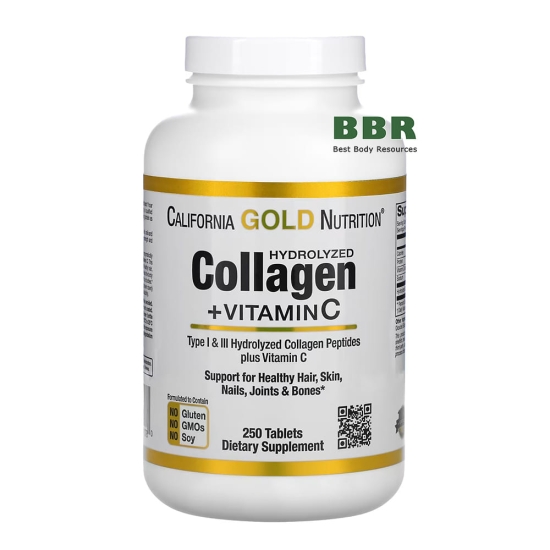 Hydrolyzed Collagen + Vitamin C 250 Tabs, California GOLD Nutrition фото