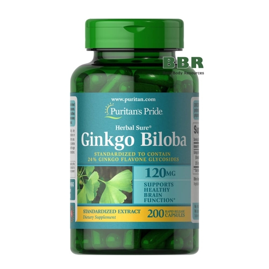 Ginkgo Biloba 120mg 200 Caps, Puritans Pride фото