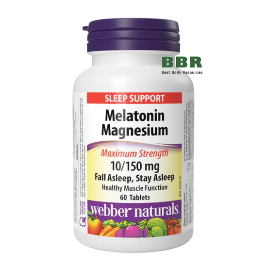 Melatonin 10mg Magnesium 150mg 60 Tabs, Webber Naturals фото