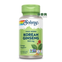 True Herbs Korean Ginseng 550mg 50 Veg Caps, Solaray