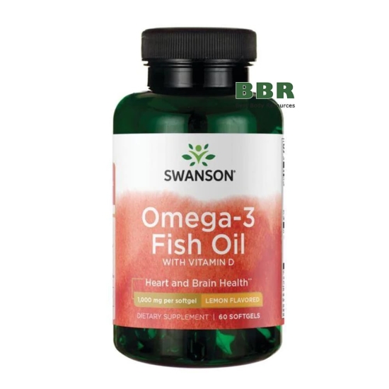 Omega 3 Fish Oil With Vitamin D3 60 Softgels, Swanson фото