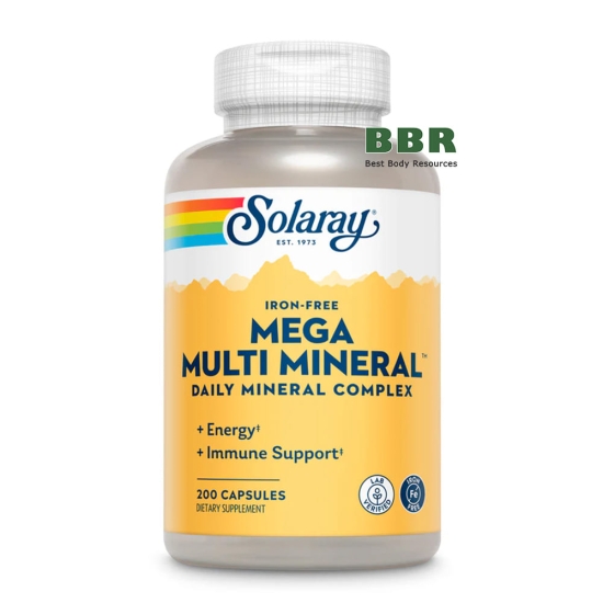 Mega Multi Mineral Iron Free 200 Caps, Solaray фото