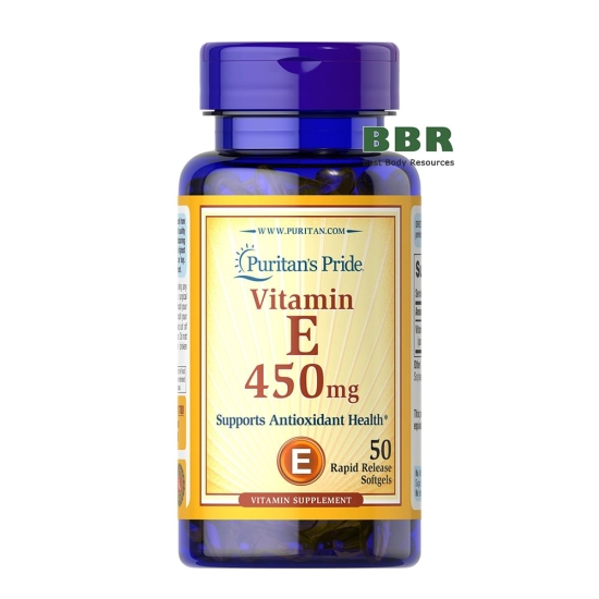 Vitamin E-450mg 1000iu 50 Softgels, Puritans Pride фото