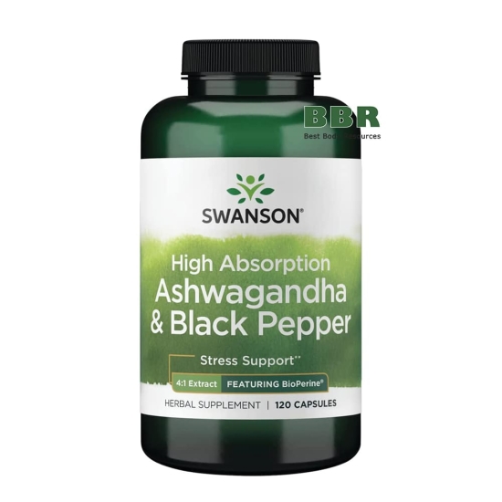 Ashwagandha & Black Pepper Extract 120 Caps, Swanson фото