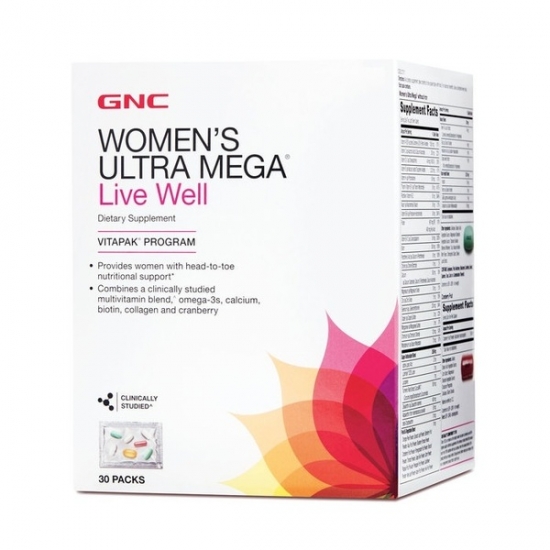Womens Ultra Mega Live Well Vitapak 30 Packs, GNC картинка Womens Ultra Mega Live Well Vitapak 30 Packs, GNC фото