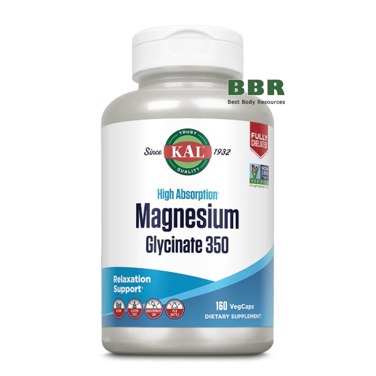 High Absorption Magnesium Glycinate 350 160 Veg Caps, KAL фото