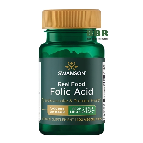 Real Food Folic Acid 1000mcg 100 Veg Caps, Swanson фото