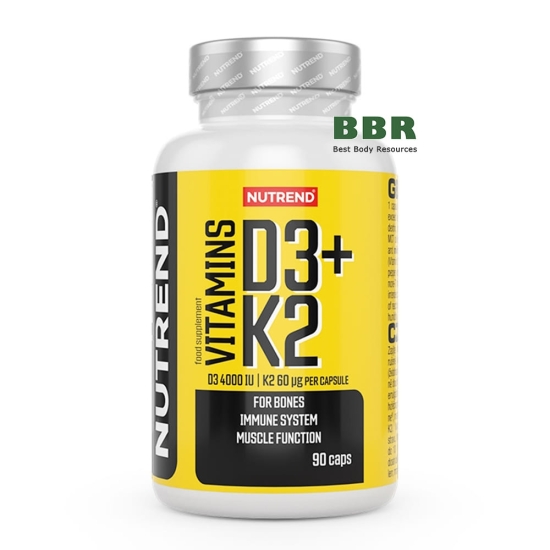 Vitamins D3 plus K2 90 Caps, NUTREND фото