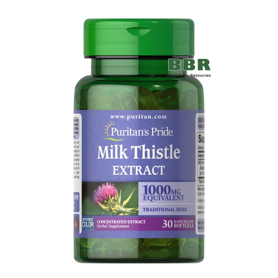 Milk Thistle Extract 1000mg Equivalent 30 Softgels, Puritans Pride фото