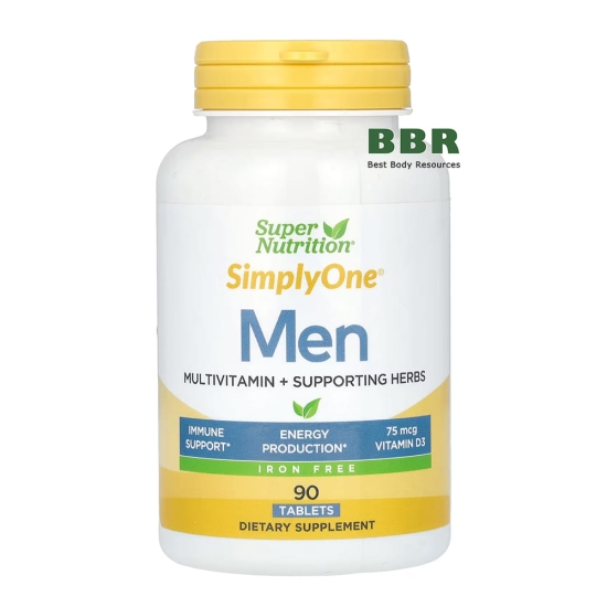 SimplyOne Men Multivitamin Iron Free 90 Tabs, Super Nutrition фото