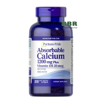 Absorbable Calcium 1200mg plus Vitamin D3 1000iu 200 Softgels, Puritans Pride