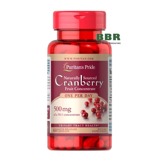 Naturally Sourced Cranberry 500mg 60 Caps, Puritans Pride фото