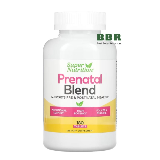 Prenatal Blend Support Pre & Postnatal Health 180 Tabs, Super Nutrition фото