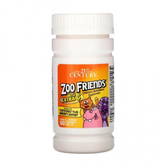Childrens Multivitamin with Extra C Zoo Friends 60 Chewable Tabs, 21st Century (Orange) фото