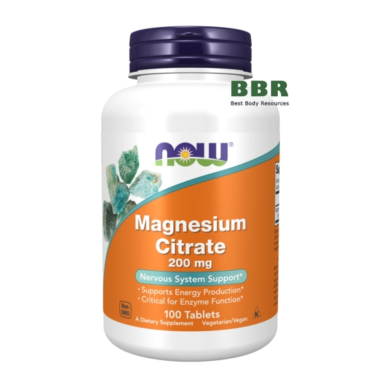 Magnesium Citrate 200mg 100 Tabs, NOW Foods фото