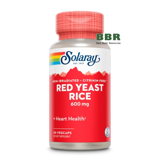 Red Yeast Rice 600mg 45 Veg Caps, Solaray картинка Red Yeast Rice 600mg 45 Veg Caps, Solaray фото