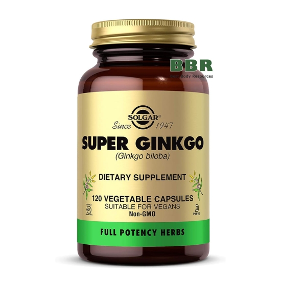 Super Ginkgo Biloba 120 Veg Caps, Solgar фото