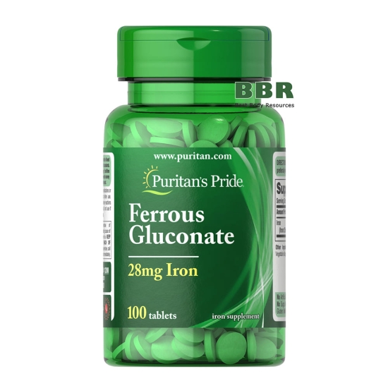 Ferrous Gluconate 28mg Iron 100 Tabs, Puritans Pride картинка Ferrous Gluconate 28mg Iron 100 Tabs, Puritans Pride фото