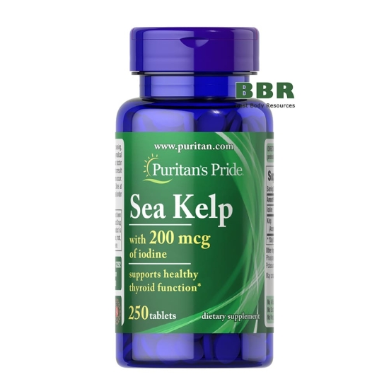 Sea Kelp with 200mcg of Iodine 250 Tabs, Puritans Pride фото