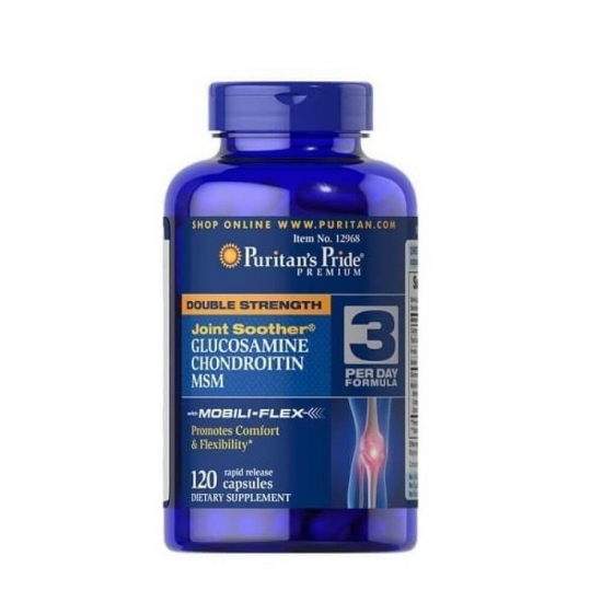 Double Strength Glucosamine, Chondroitin MSM 120 Tabs, Puritans Pride картинка Double Strength Glucosamine, Chondroitin MSM 120 Tabs, Puritans Pride фото