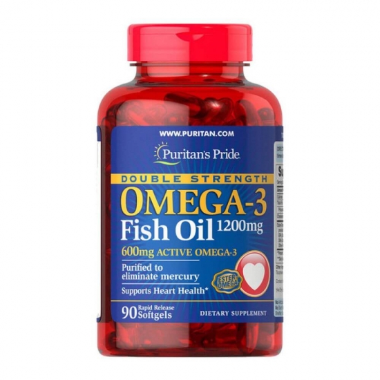 Double Strength Omega 3 1200mg 90 Softgels, Puritans Pride фото
