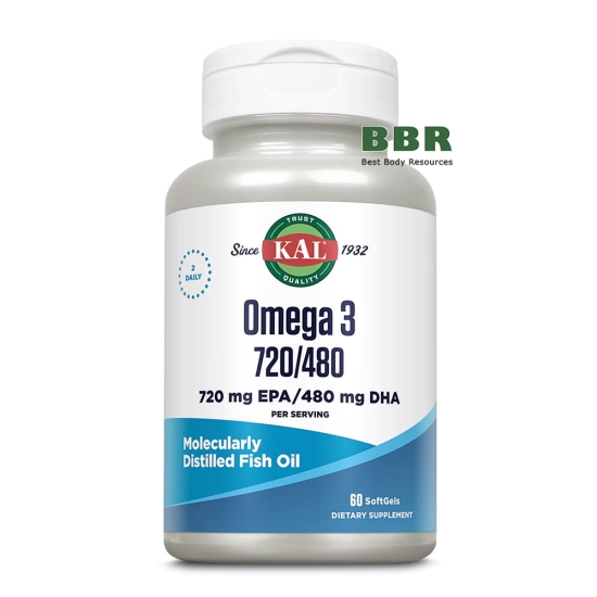 Omega 3 720mg EPA 480mg DHA per Serving 60 Softgels, KAL фото