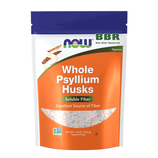 Whole Psyllium Husk Powder 454g, NOW Foods фото