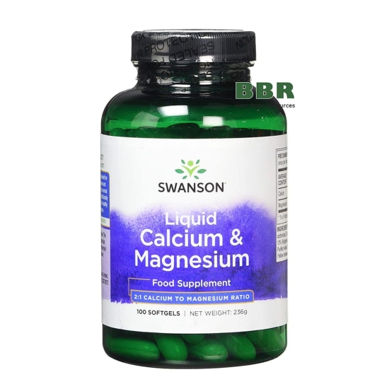 Liquid Calcium & Magnesium 100 Softgels, Swanson фото