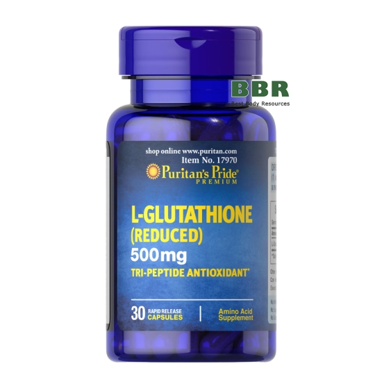L-Glutathione Reduced 500mg 30 Caps, Puritans Pride фото