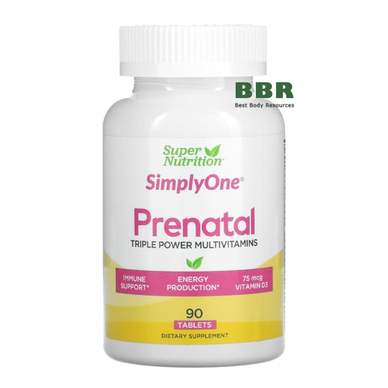 SimplyOne Prenatal Triple Power Multivitamins 90 Tabs, Super Nutrition фото