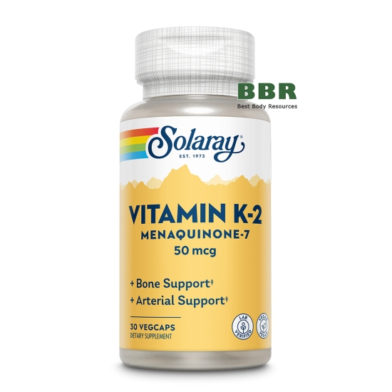 Vitamin K-2 MenaQ7 50mcg 30 Veg Caps, Solaray картинка Vitamin K-2 MenaQ7 50mcg 30 Veg Caps, Solaray фото