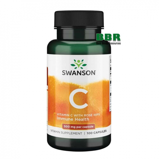 Vitamin C 500mg with Rose Hips 100 Caps, Swanson фото