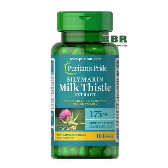 Silymarin Milk Thistle Extract 175mg 100 Caps, Puritans Pride фото
