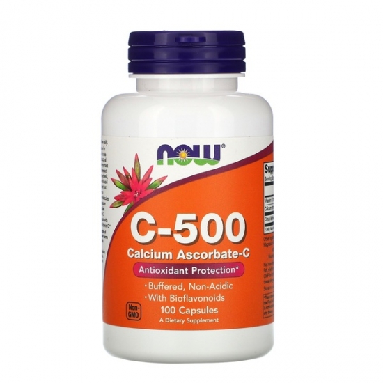 Vitamin C-500 Calcium Ascorbate-C with Bioflavonoids 100 Veg Caps, NOW Foods (Veg Caps) фото