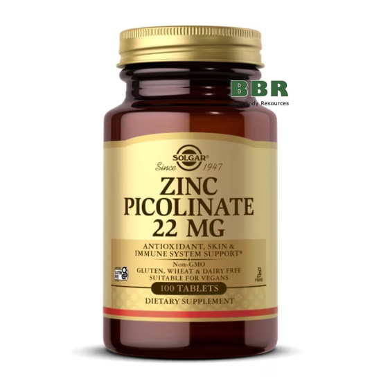 Zinc Picolinate 22mg 100 Tabs, Solgar фото