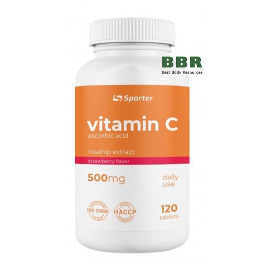 Vitamin C 500mg Rosehip Extract 120 Tabs, Sporter фото
