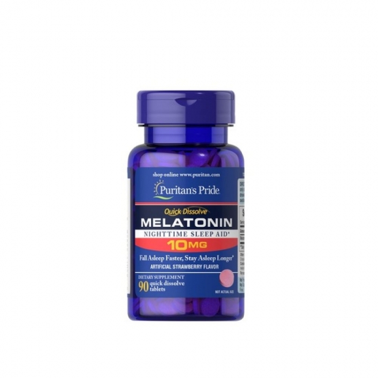 Quick Dissolve Melatonin 10mg Strawberry 90 Tabs, Puritans Pride картинка Quick Dissolve Melatonin 10mg Strawberry 90 Tabs, Puritans Pride фото